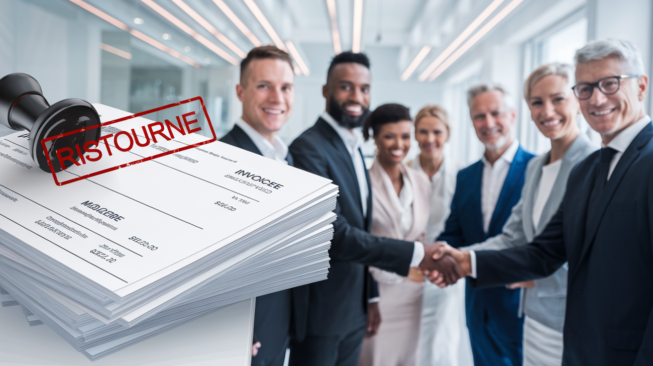 Pile de factures avec tampon 'RISTOURNE' pour clients B2B