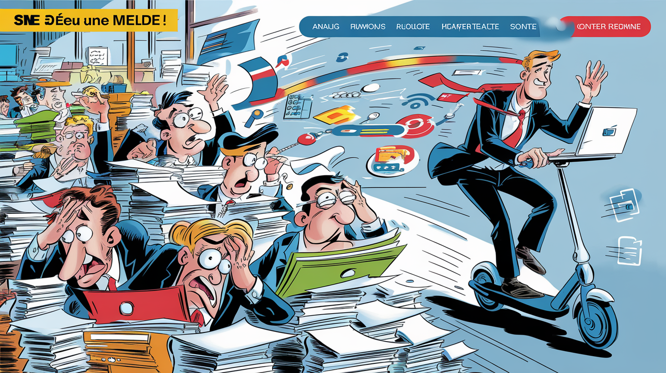 Illustration d'une PME submergée par la paperasse face à un concurrent digitalisé