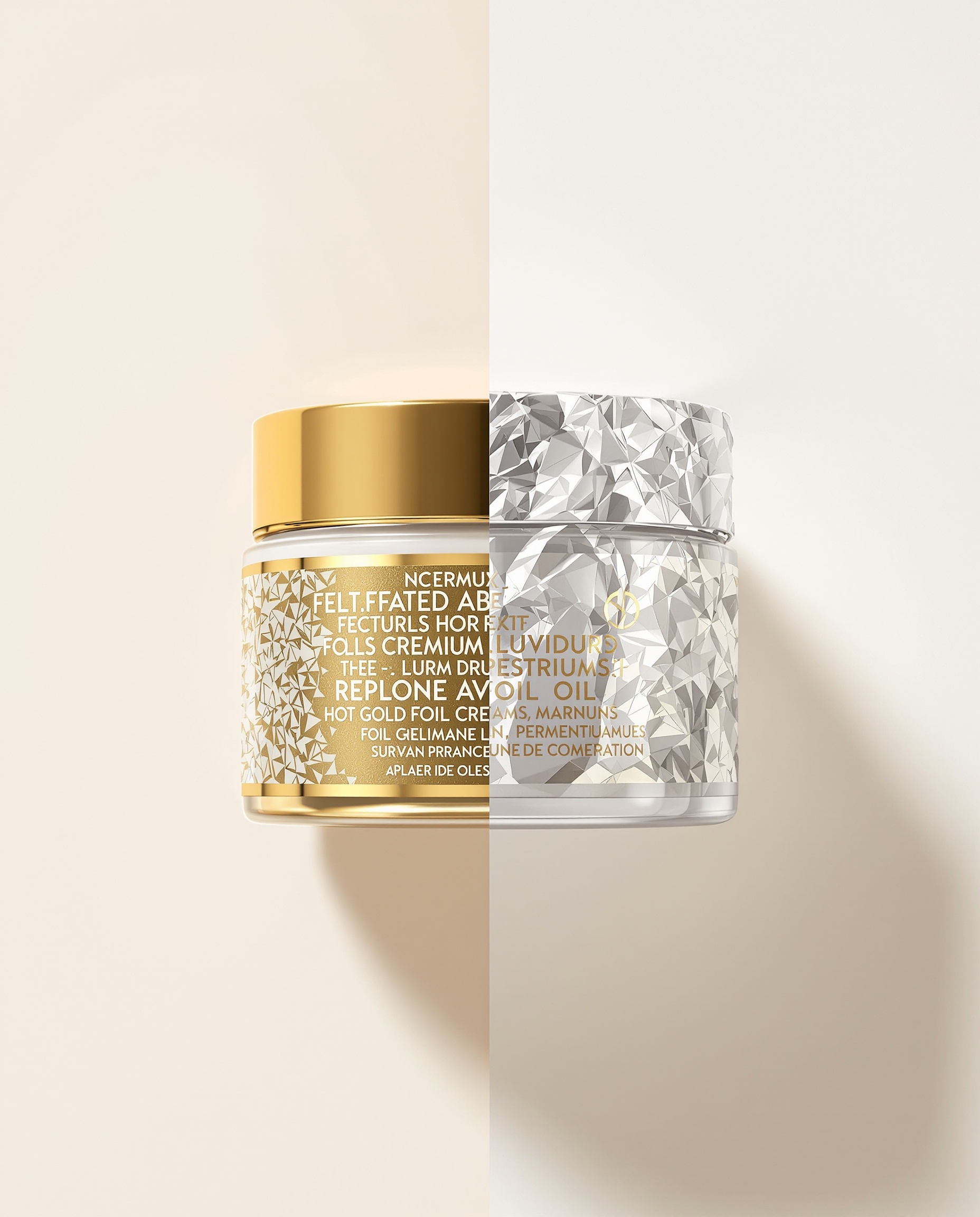 Comparatif visuel étiquette cosmétique dorure parfaite vs tachée huile