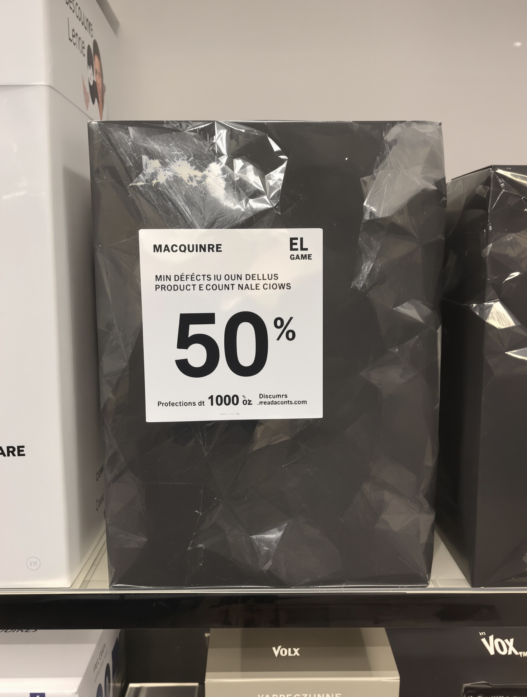 Produit avec défaut étiqueté rabais en magasin