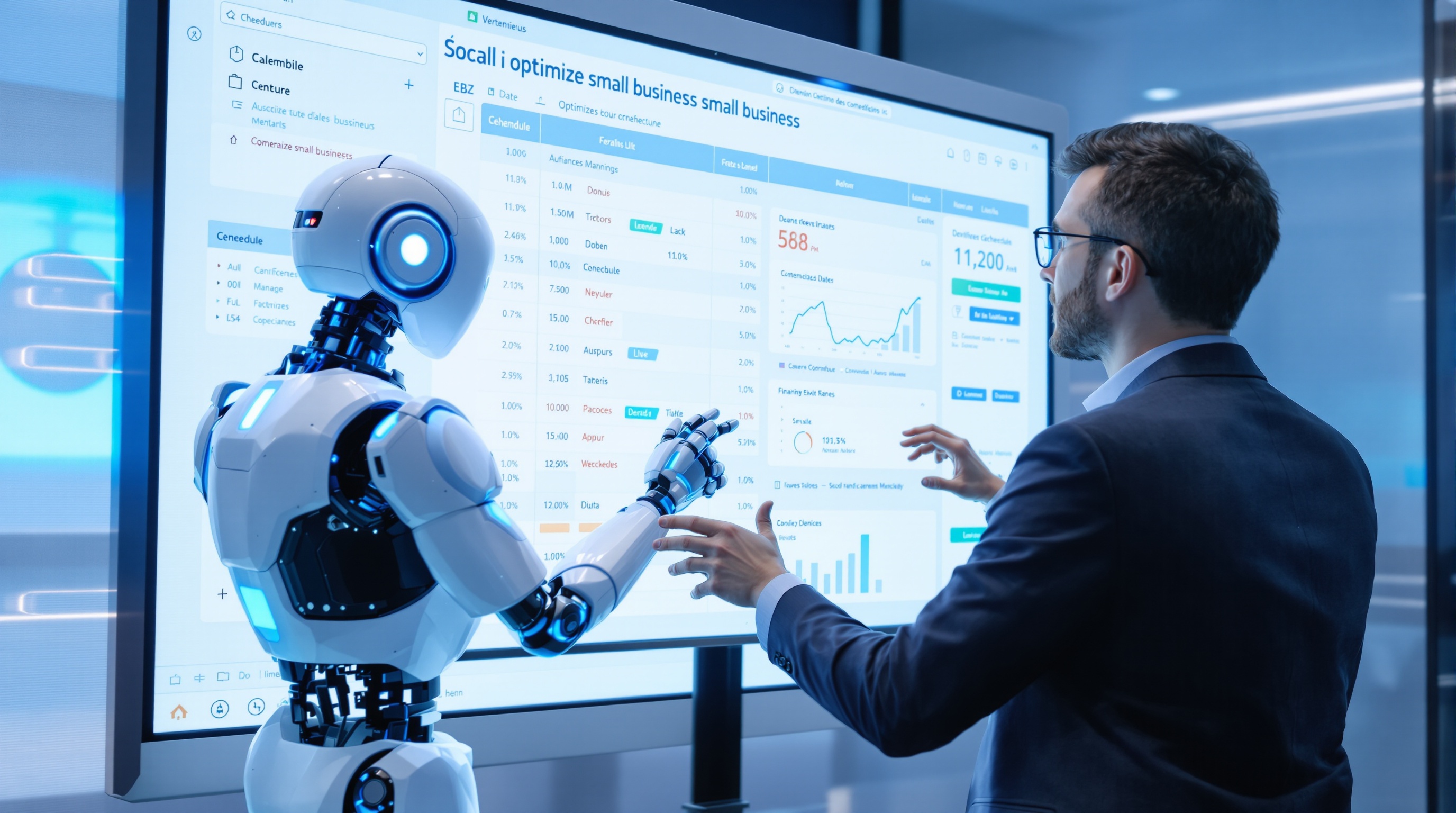 Robot stylisé optimisant planning PME avec IA