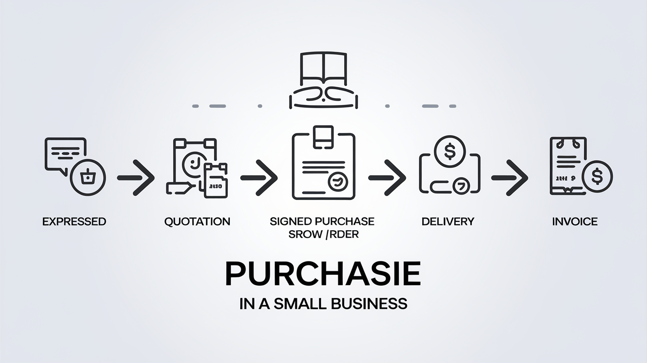 Schéma illustrant la chaîne d'achat avec un bon de commande pour PME