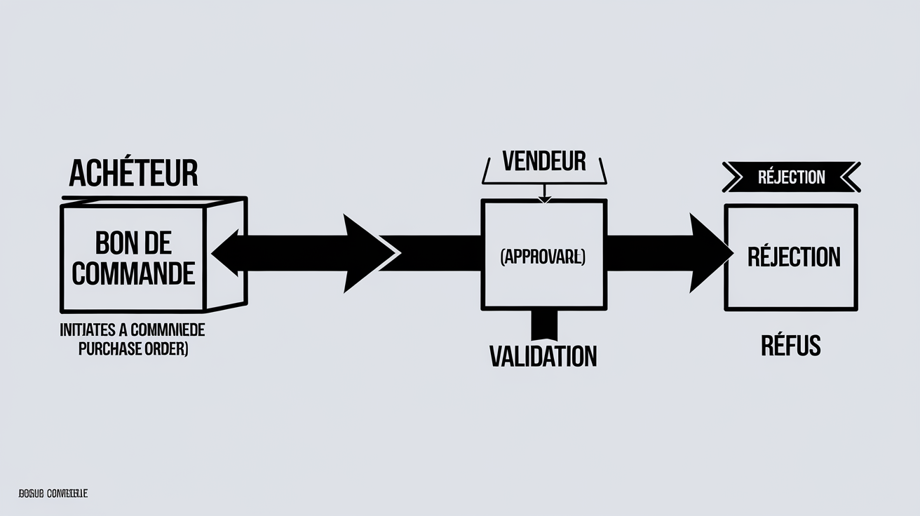 Schéma illustrant le flux entre acheteur et vendeur pour un bon de commande