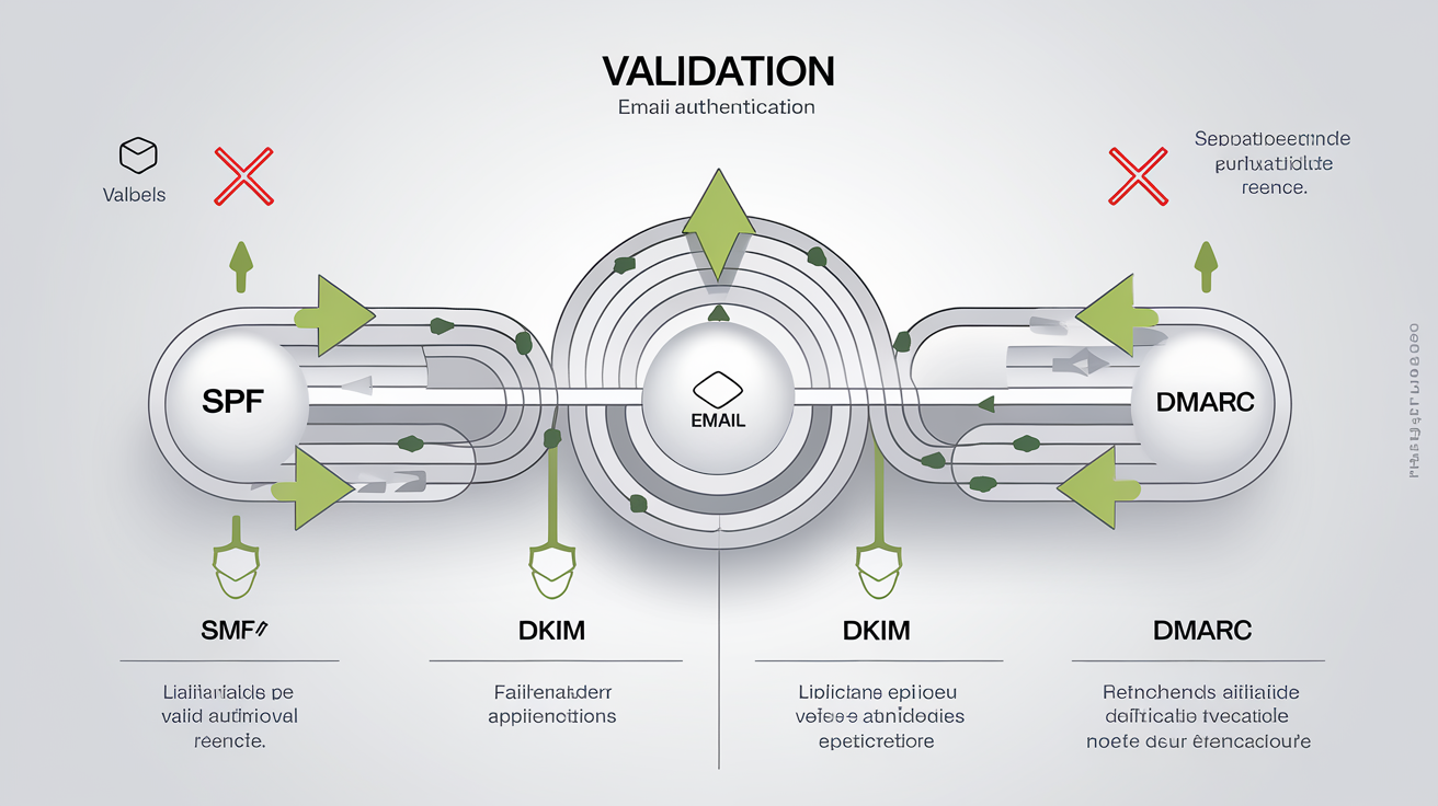 Schéma de validation SPF, DKIM et DMARC pour les emails