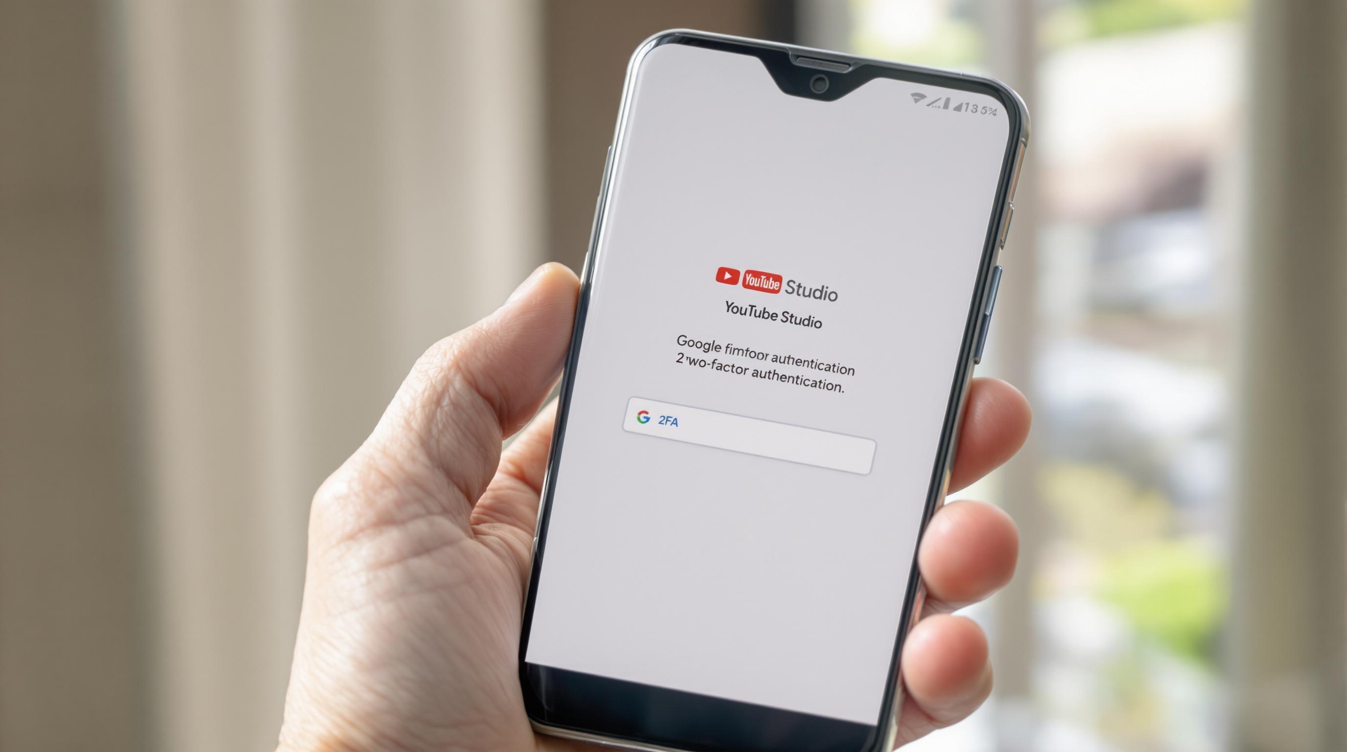 Application YouTube Studio ouverte sur Android, demandant l'authentification Google en double facteur