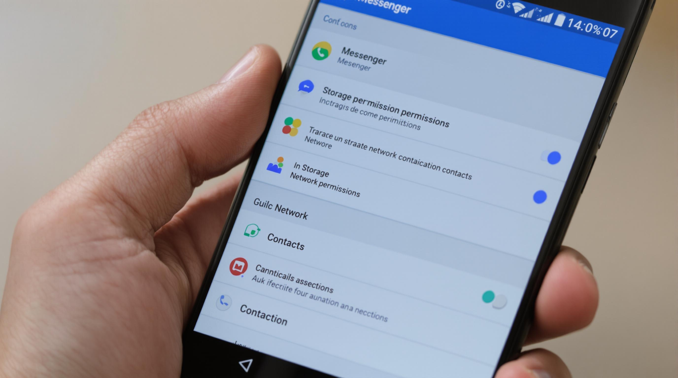 Permissions requises Messenger Android