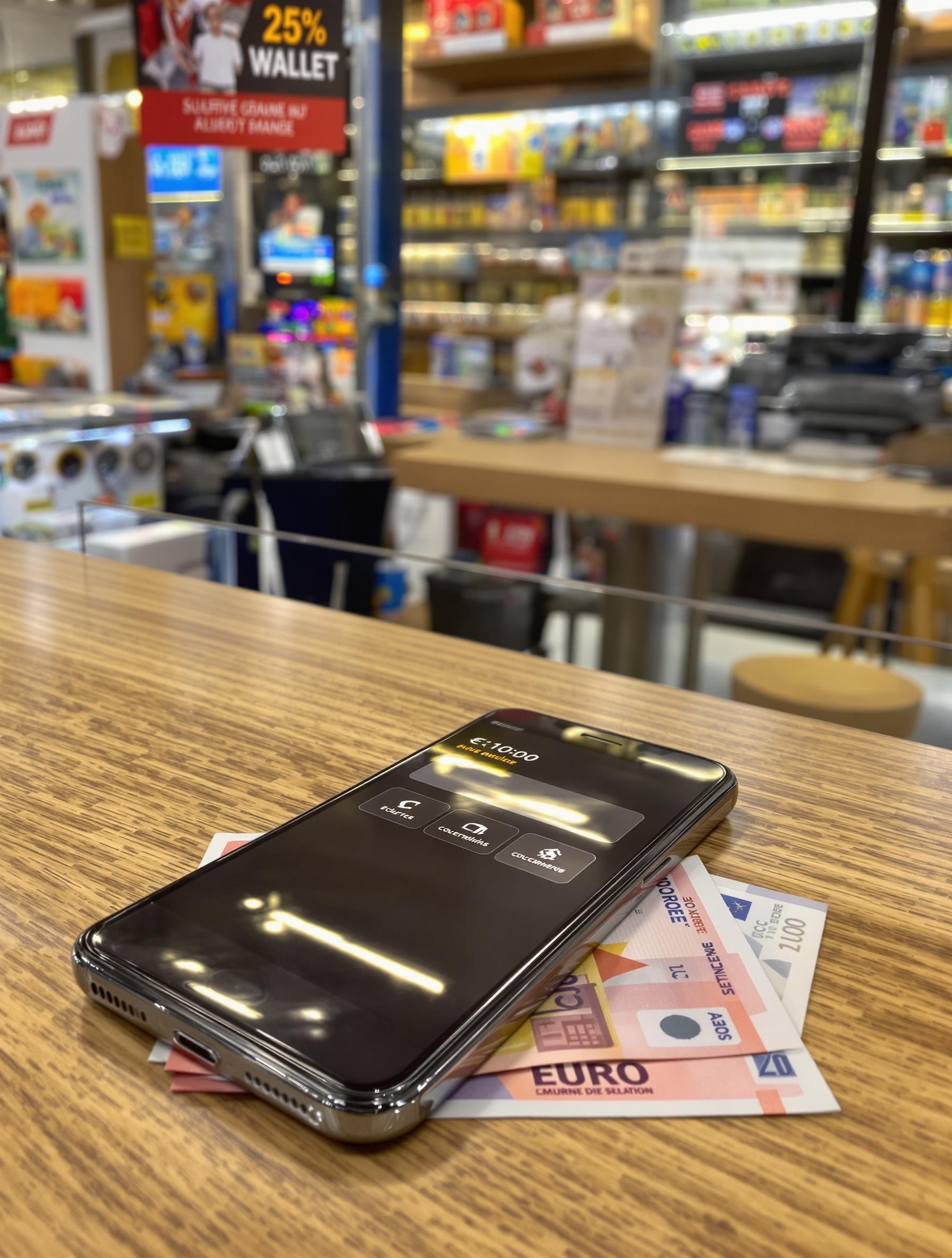 Application de portefeuille mobile sur smartphone chez un buraliste français