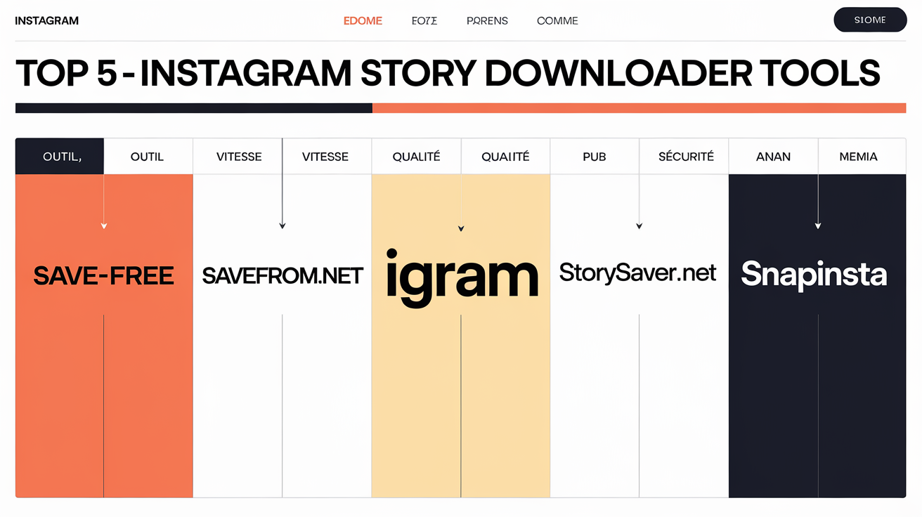 Tableau comparatif outils téléchargement story Instagram