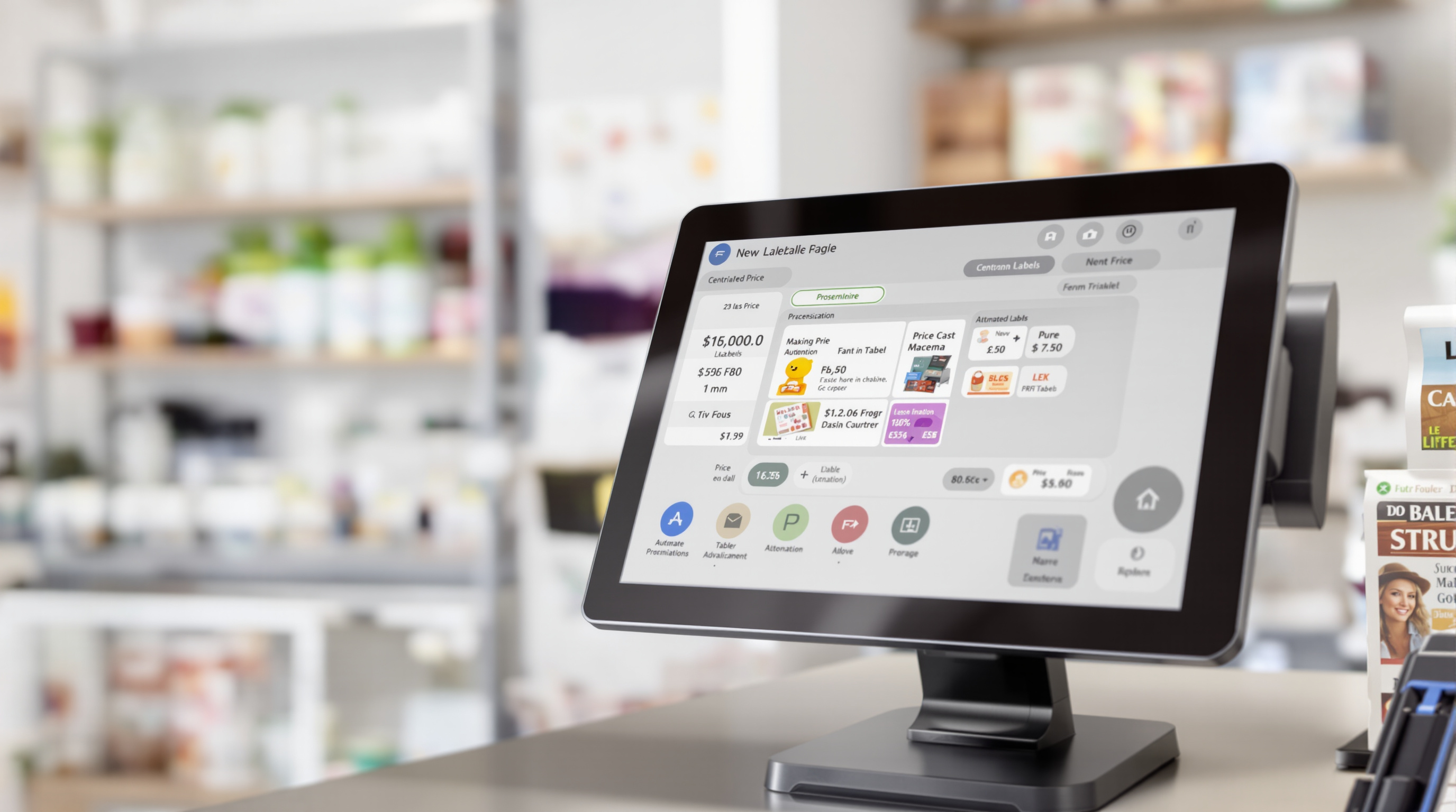Terminal point de vente moderne avec gestion automatique d'étiquettes